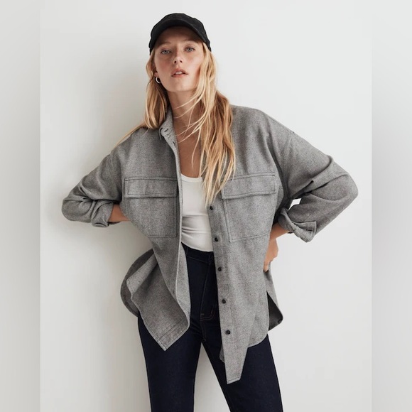 Madewell Jackets & Blazers - Madewell Gray Utility Jacket oversized gray size small button up